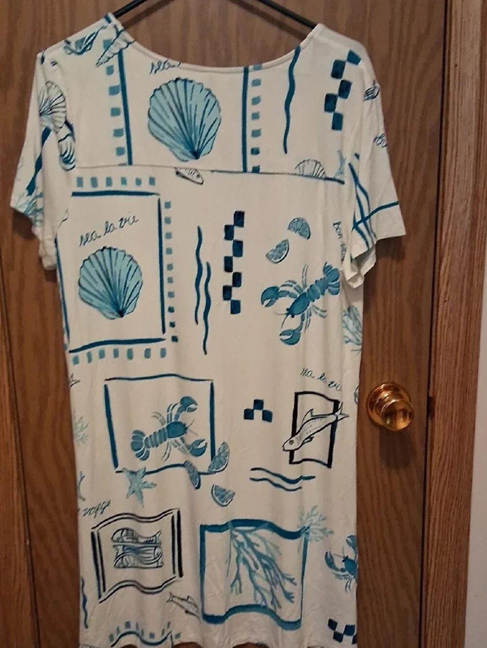 Soma White Short-Sleeve Tee with Teal Nautical Print